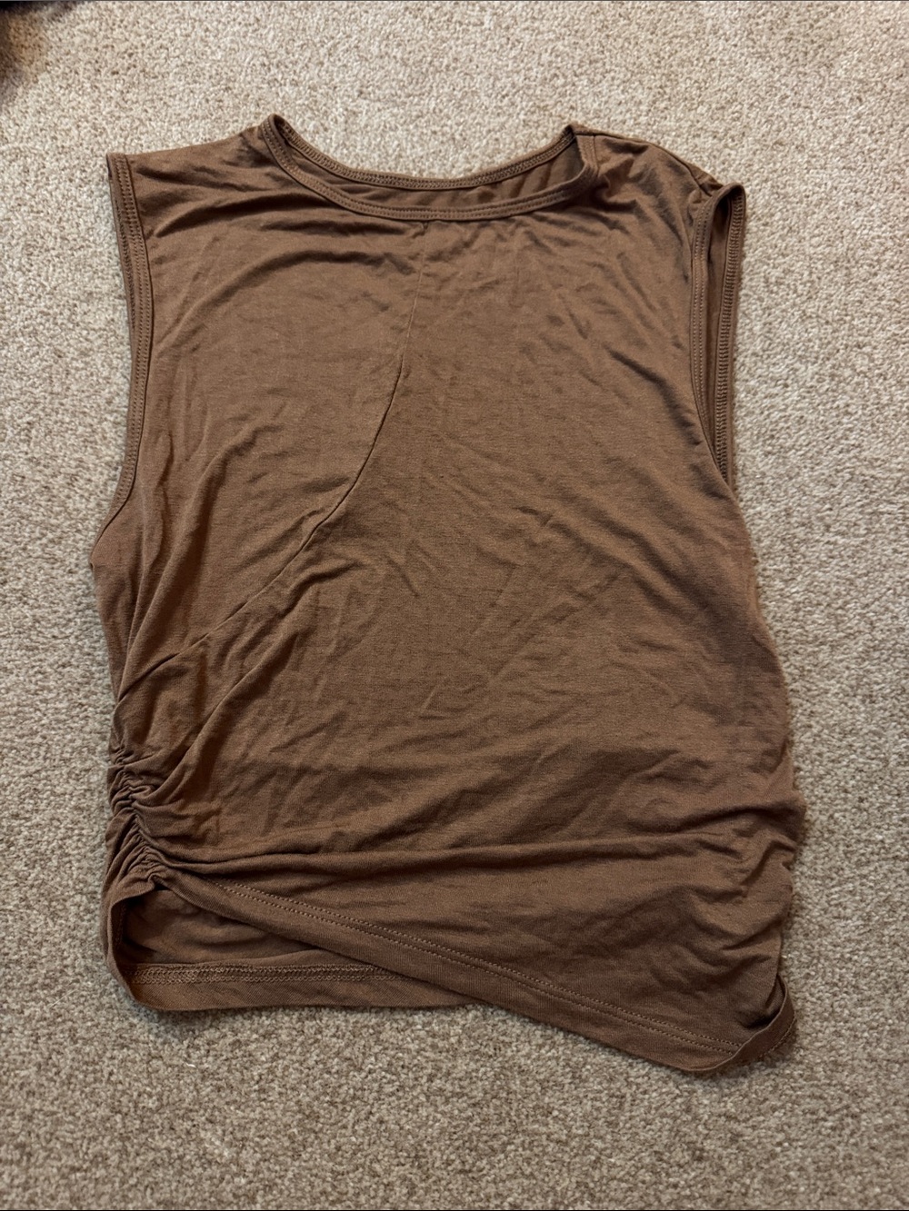 Cider Brown Side-Ruched Sleeveless Tank size small